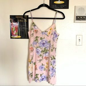 Forever 21 Pink Floral Lace-lined V-neck Mini Dress